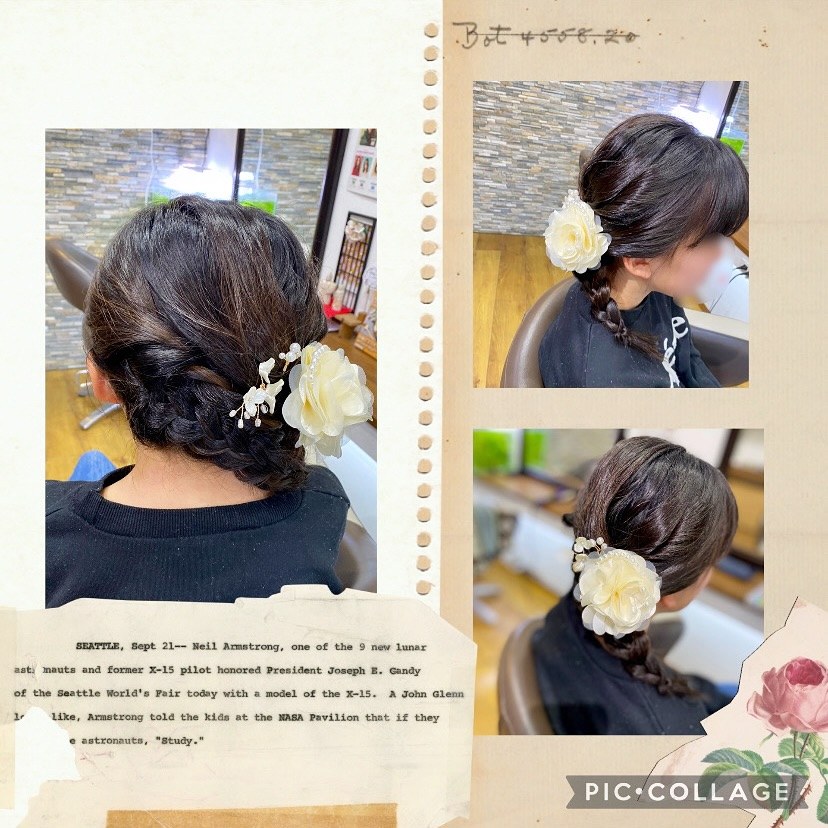 着付け・ヘアセットの作例: 編み込みヘアセット