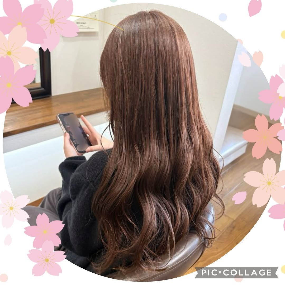 初めてのカラーで仕上げたブラウンのロングヘア